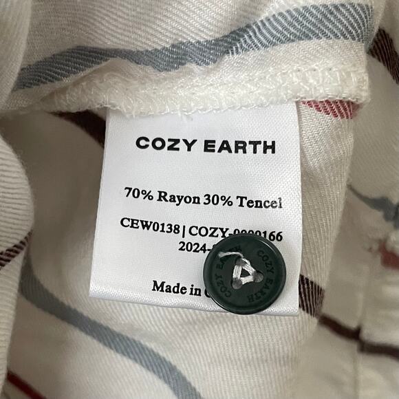 Cozy Earth Shirt Womens XL White Striped Pajama Top Long Sleeve Lounge Sleepwear - Picture 12 of 13